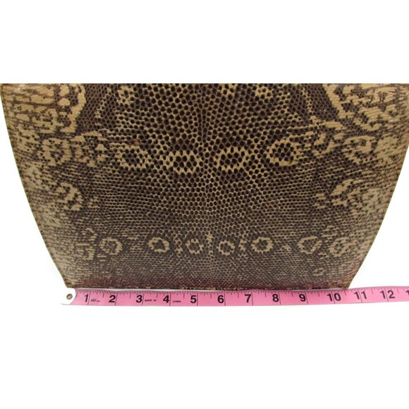 Vintage 60s Genuine Leather Reptile Purse YKK Zip Gold Frame Kiss Lock Bag - Picture 12 of 16